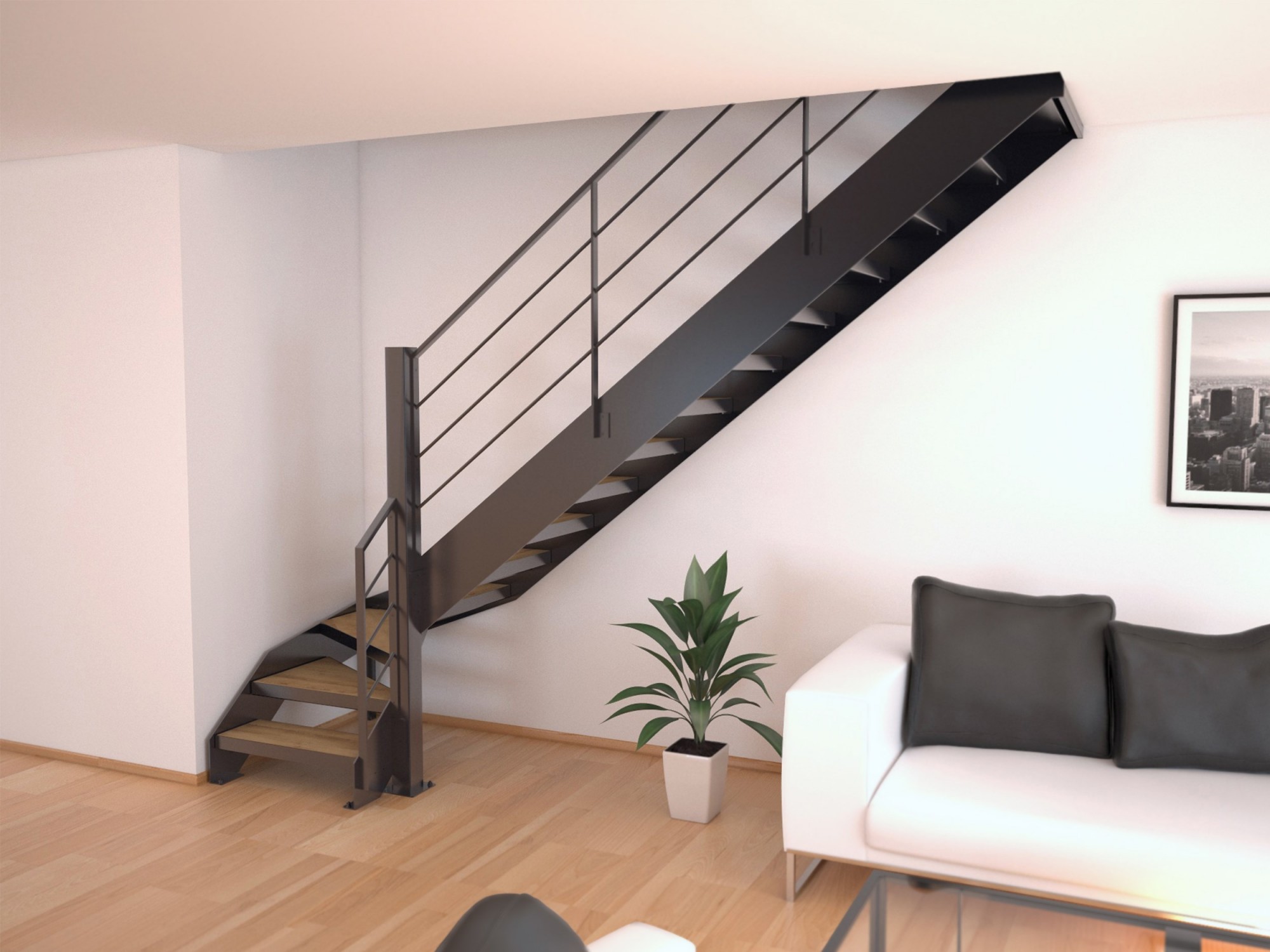 Acheter un escalier métallique design marches bois et garde-corps métal au Puy en Velay