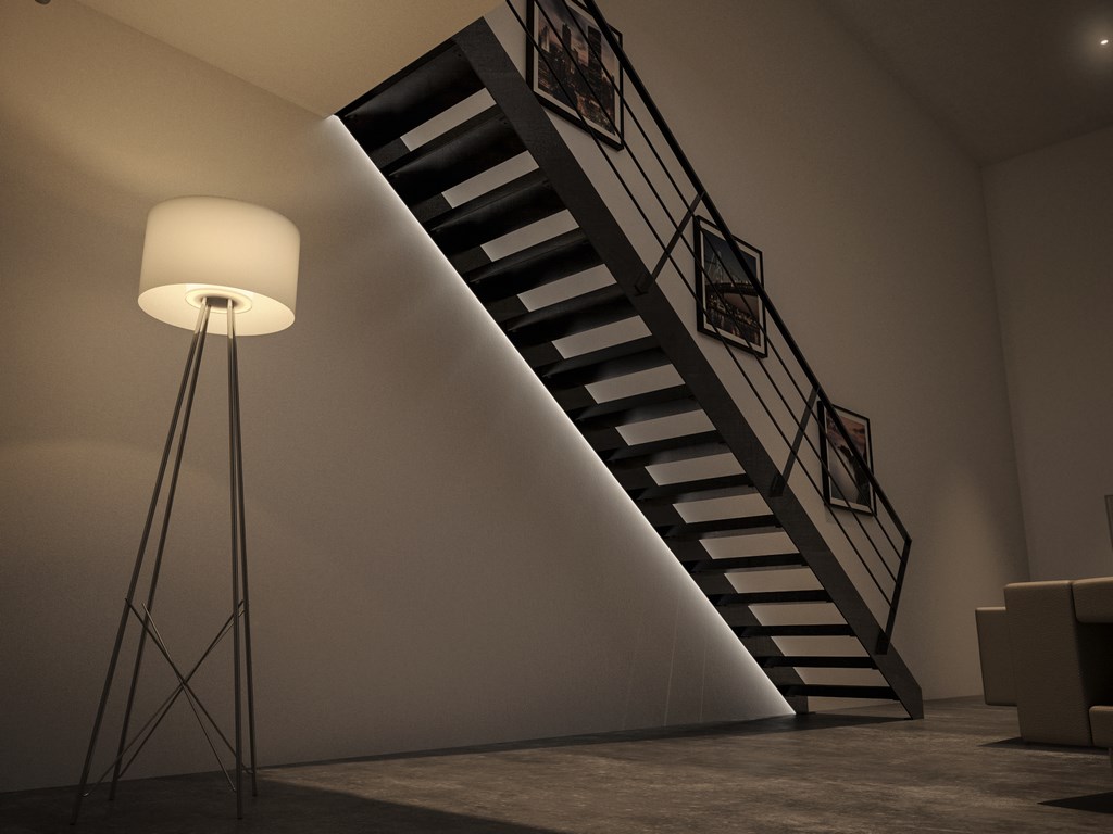 Installation d'un ruban LED sur un escalier métallique à Paris