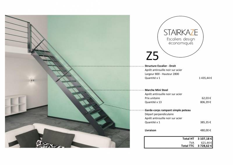 escalier métallique design sur mesure à Lyon